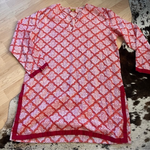 ROLLER‎ RABIT Red Patterned Cotton Tunic Top Size Medium - Picture 1 of 6